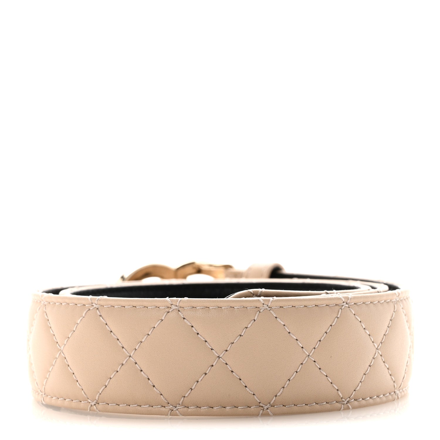 Lambskin Quilted CC Belt 75 30 Beige