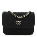 Chanel Jersey Quilted Micro Mini Flap Black