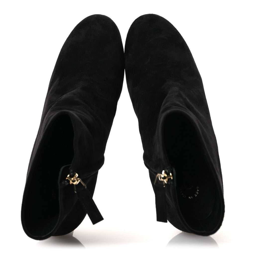 Chanel Suede Grosgrain CC Short Boots 36.5 Black