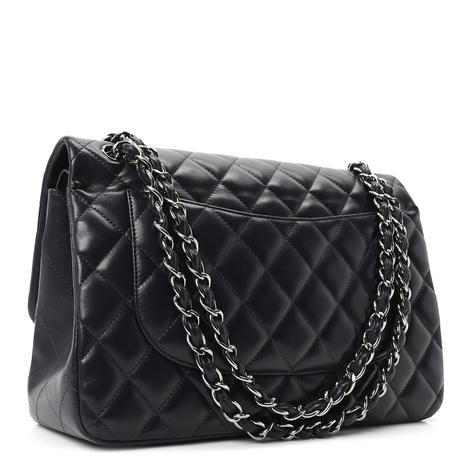Chanel Lambskin Quilted Jumbo Double Flap Navy