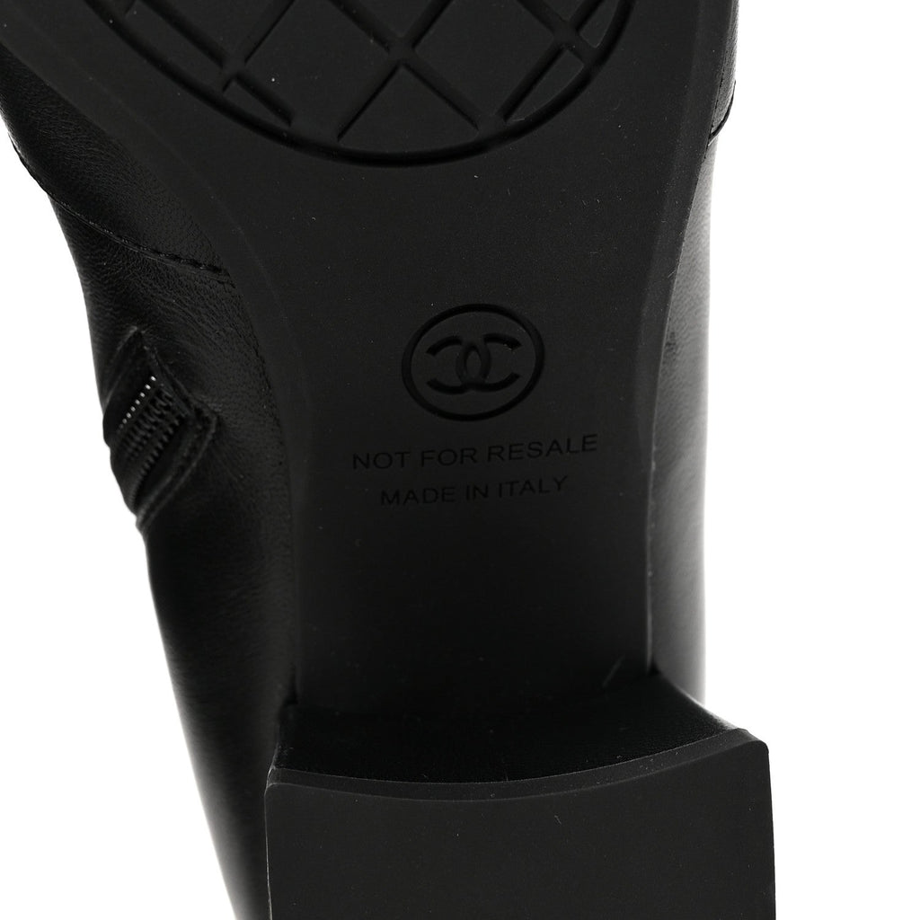Chanel Stretch Lambskin Cap Toe CC Uniform Short Boots  35 Black