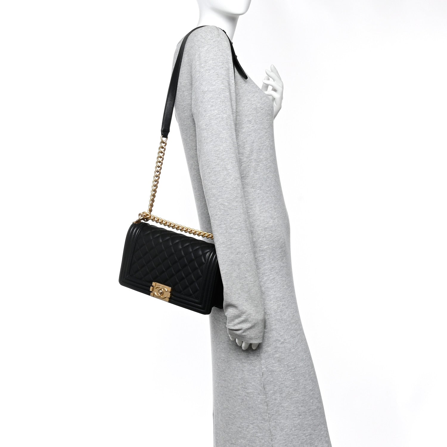 Chanel Lambskin Quilted Medium Boy Flap Black