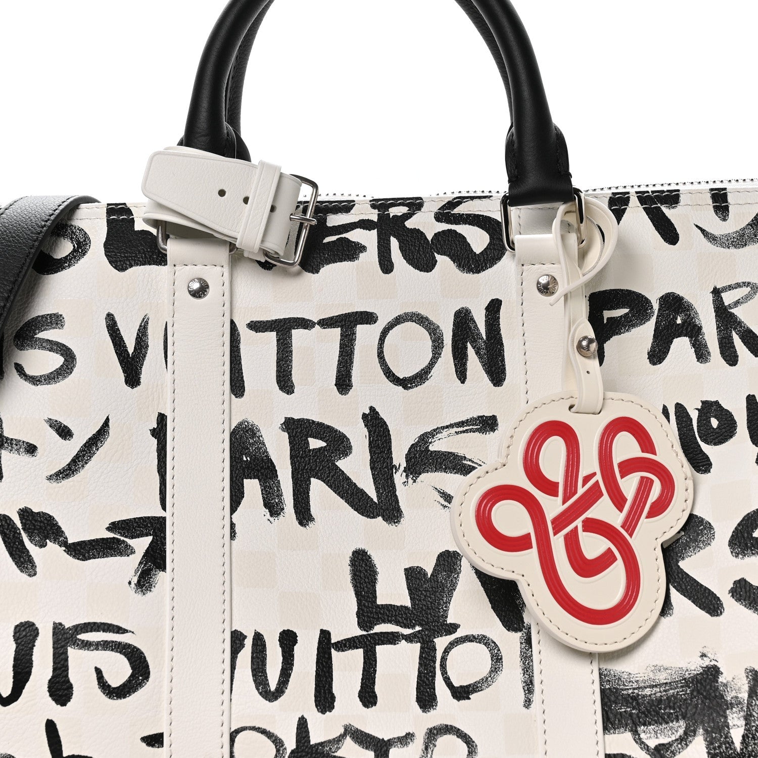 Louis Vuitton Cowhide Damier LV Dynasty Keepall Bandouliere 50 White Black
