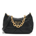 Prada Nappa Triangle Quilted Patchwork System Bag Black