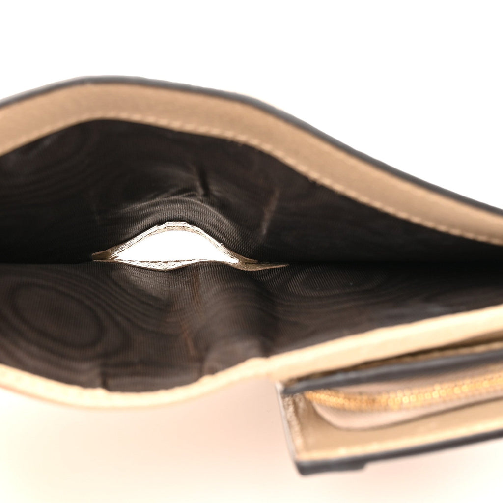 Gucci GG Supreme Monogram Textured Dollar Calfskin Web Ophidia Card Case Wallet Beige Mystic White Oatmeal