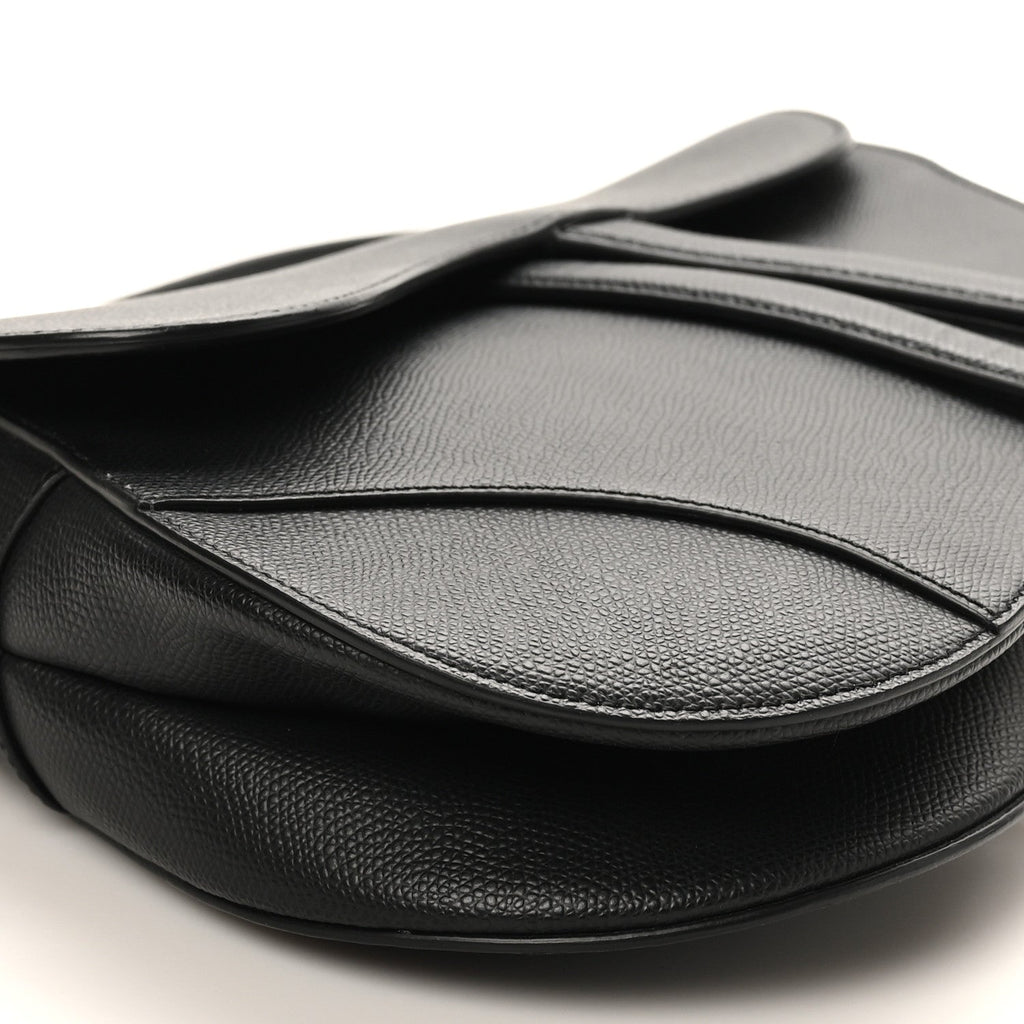 Christian Dior Grained Calfskin Saddle Bag Black