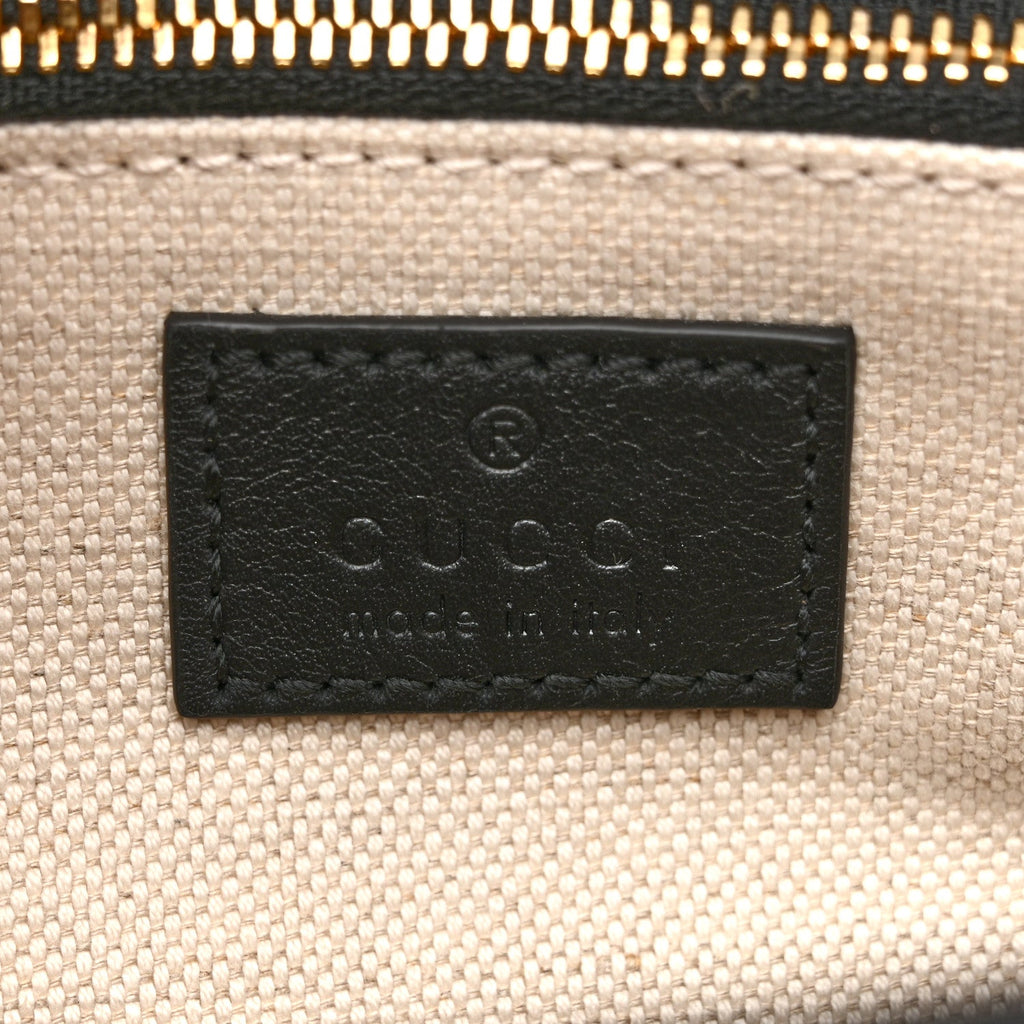 Gucci GG Supreme Monogram Horsebit 1955 Soft Small Shoulder Bag Beige Black