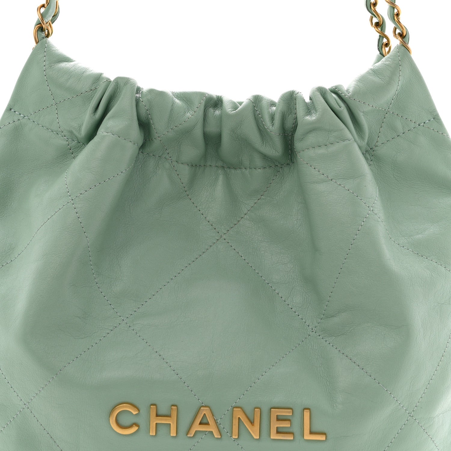 Chanel Shiny Calfskin Quilted Small Chanel 22 Light Green