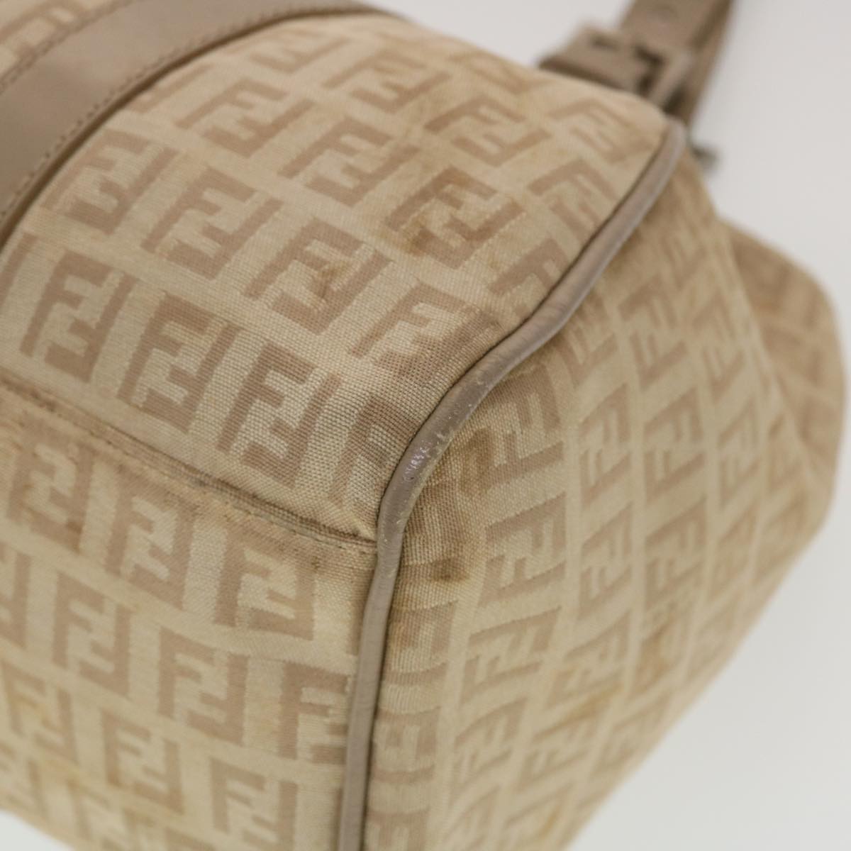 FENDI Zucchino Canvas Mamma Baguette Hand Bag Leather Beige  45281