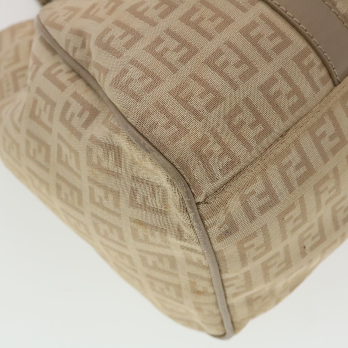 FENDI Zucchino Canvas Mamma Baguette Hand Bag Leather Beige  45281