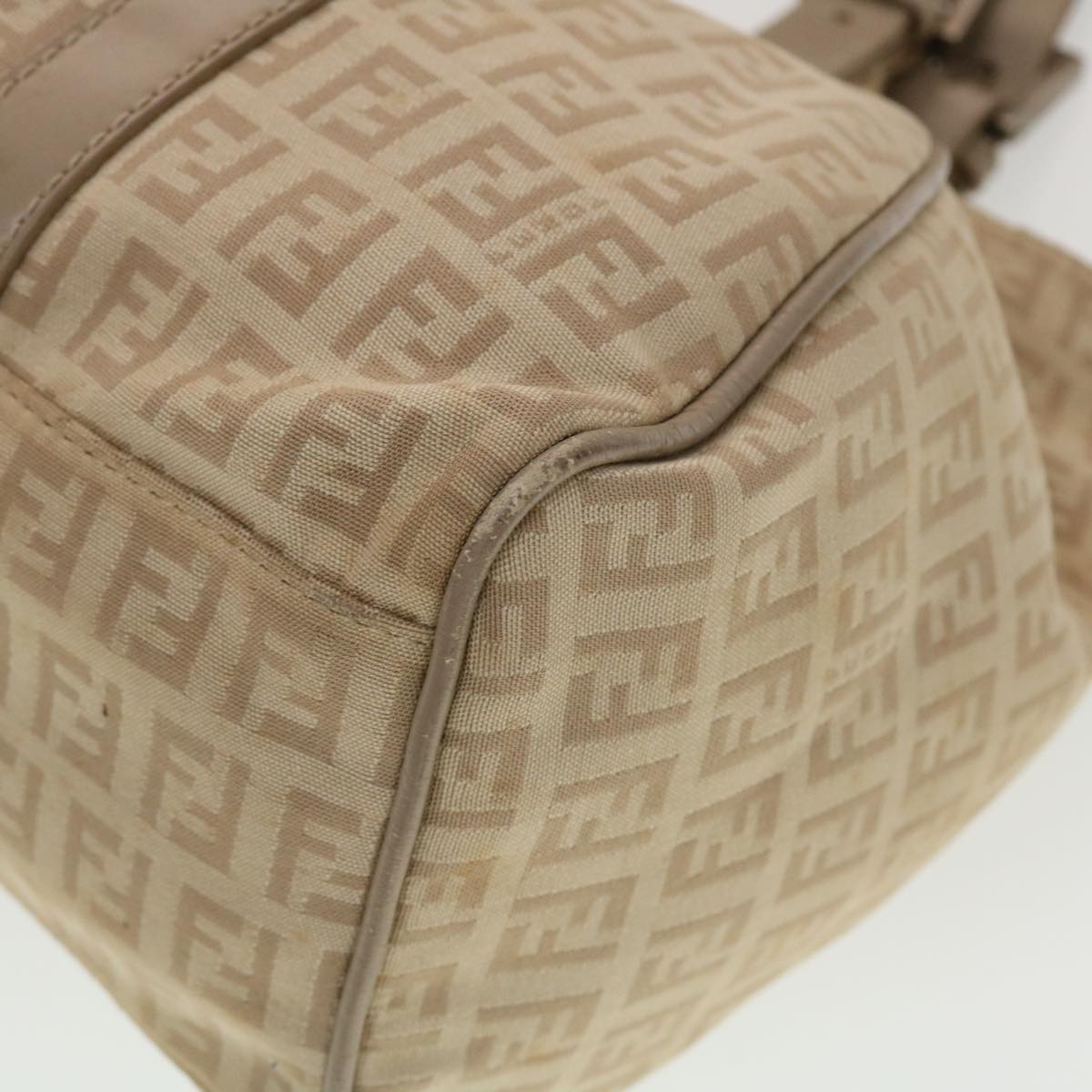 FENDI Zucchino Canvas Mamma Baguette Hand Bag Leather Beige  45281