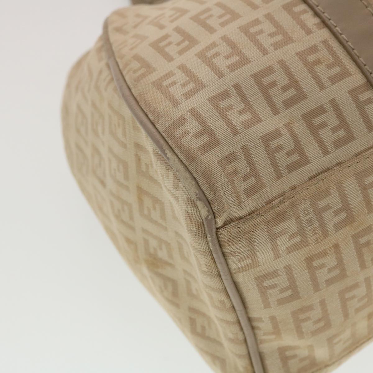 FENDI Zucchino Canvas Mamma Baguette Hand Bag Leather Beige  45281