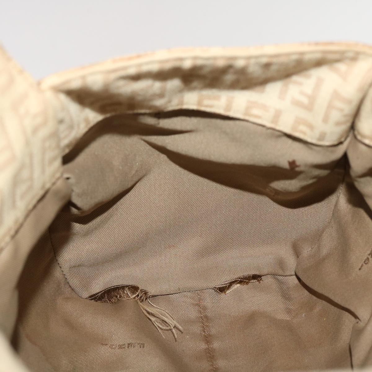 FENDI Zucchino Canvas Mamma Baguette Hand Bag Leather Beige  45281