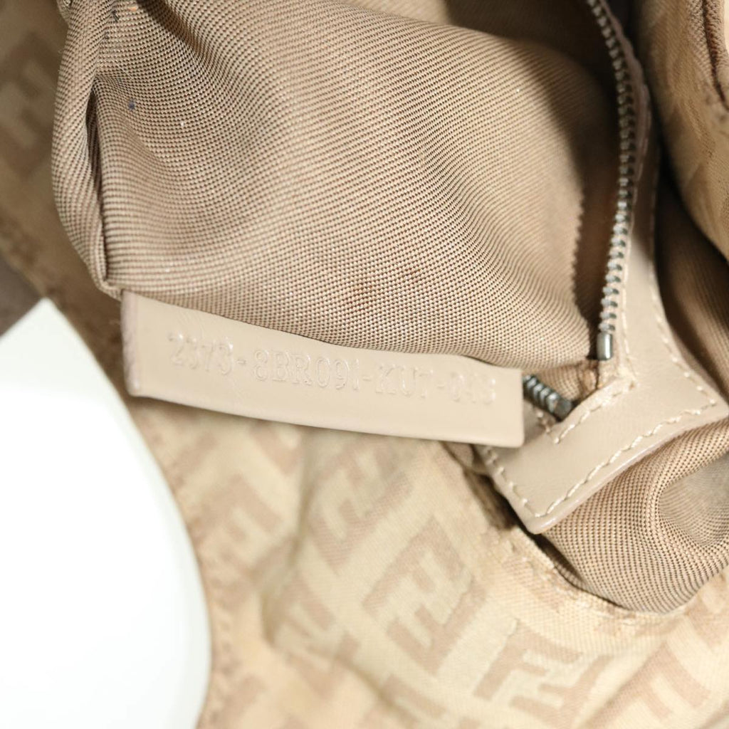 FENDI Zucchino Canvas Mamma Baguette Hand Bag Leather Beige  45281