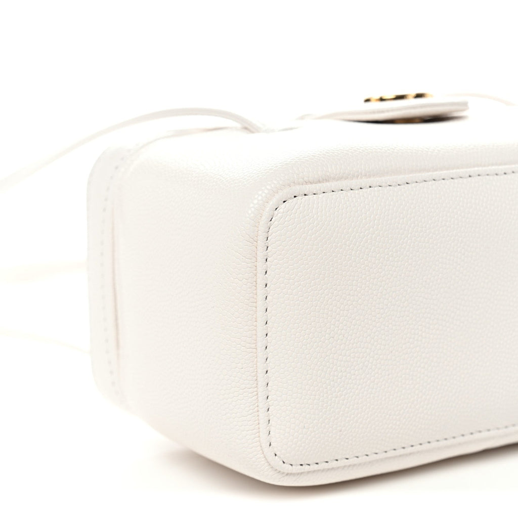 Chanel Shiny Caviar Preppy Coco Long Vanity With Strap White