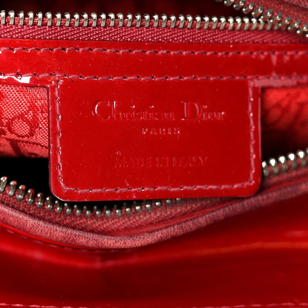 Christian Dior Patent Cannage Medium Lady Dior Red