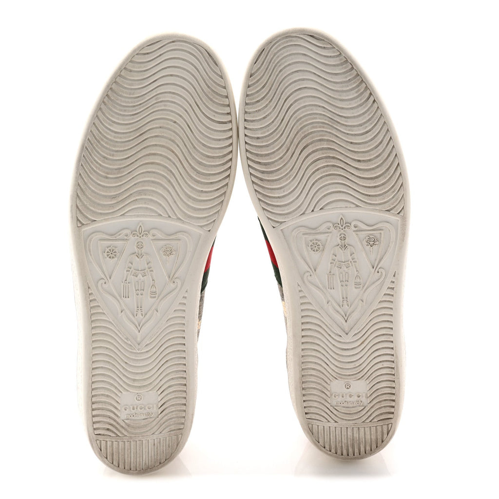 Gucci GG Supreme Monogram Bees Ayers Web Womens Ace Sneakers 38.5 Beige Oro Green Red