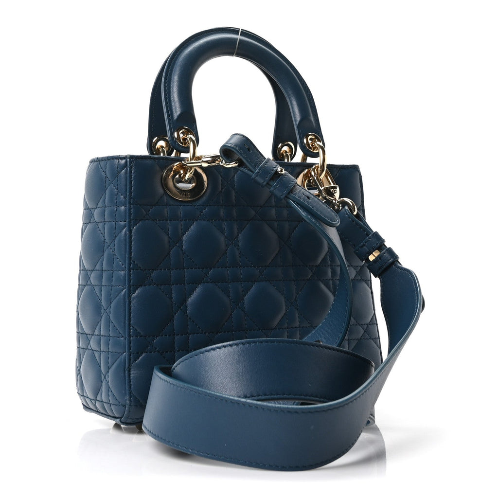 Christian Dior Lambskin Cannage Small My ABCDior Lady Dior Deep Ocean