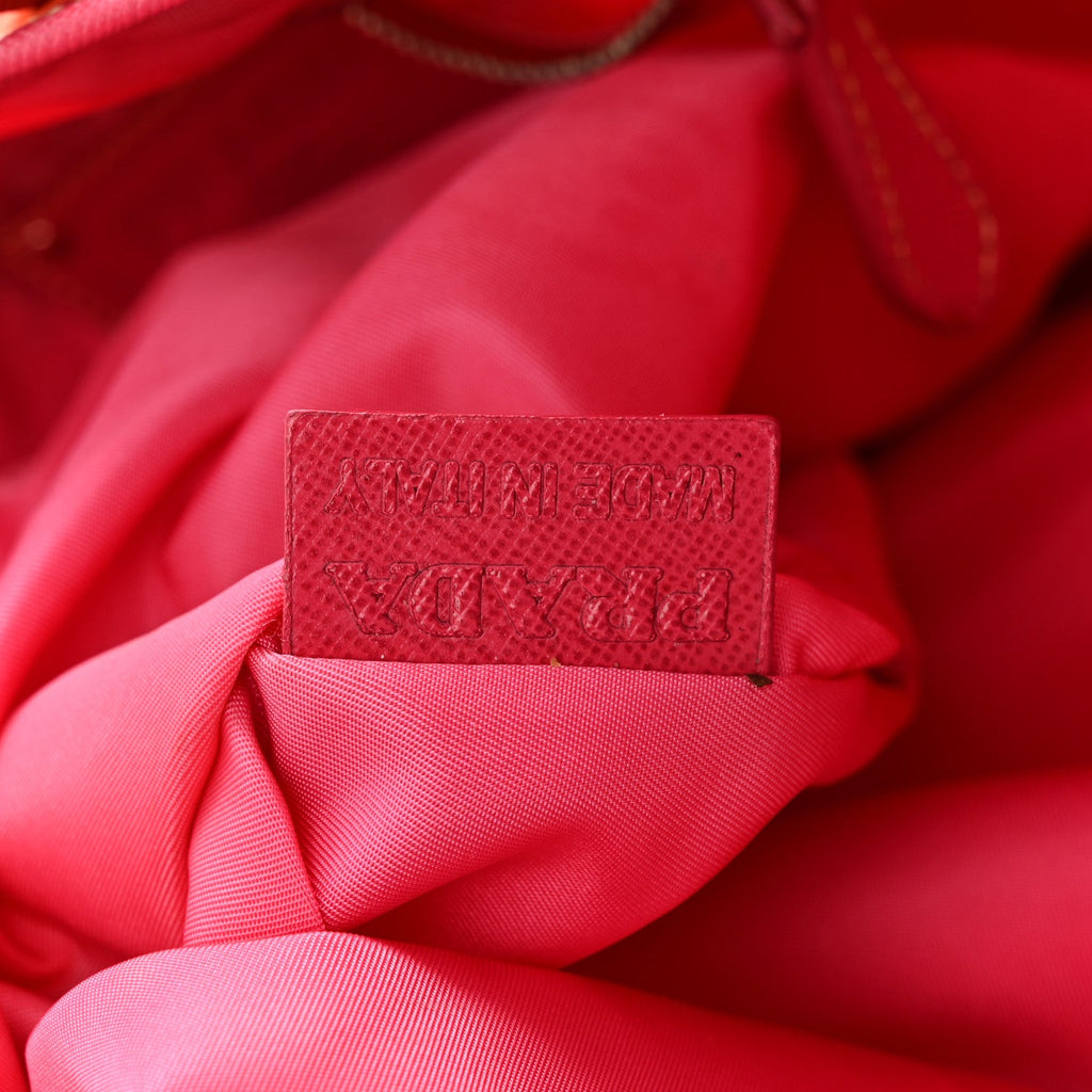 Prada Tessuto Nylon Saffiano Tote Papaya Ibisco