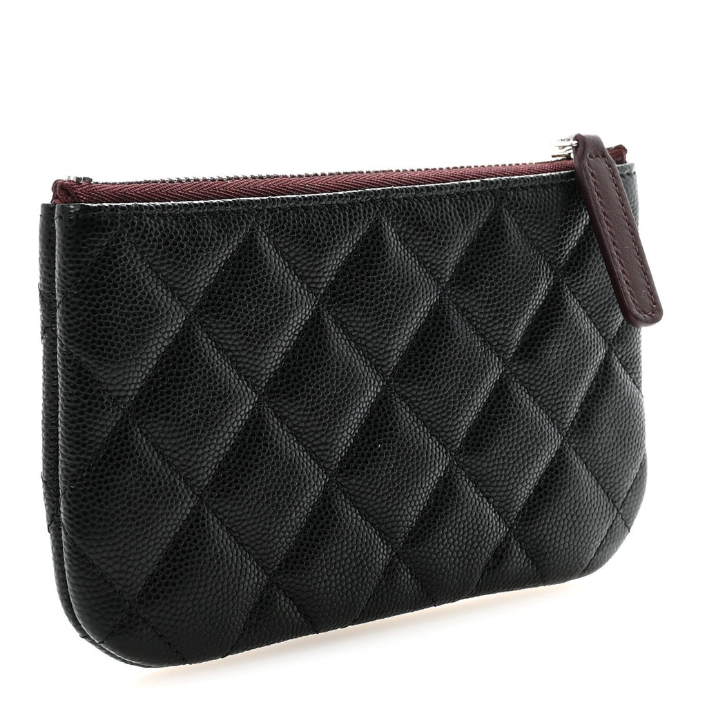 Caviar Quilted Small Cosmetic Case Black
