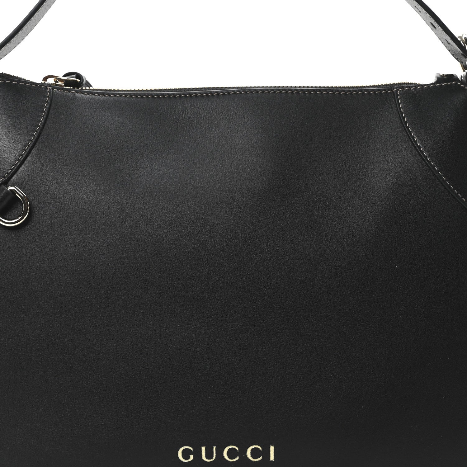 Gucci Calfskin Medium Emblem Shoulder Bag Black