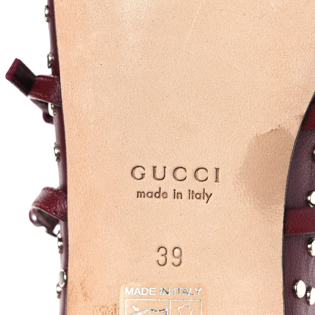 Gucci Nappa Carmaque Studded Horsebit Ballet Flats 39 Rosso Ancora