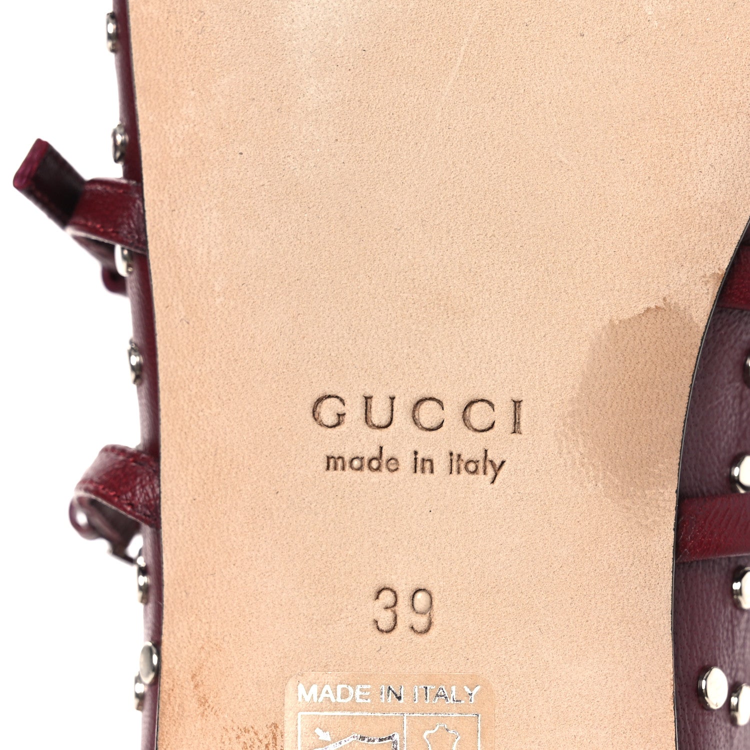 Gucci Nappa Carmaque Studded Horsebit Ballet Flats 39 Rosso Ancora