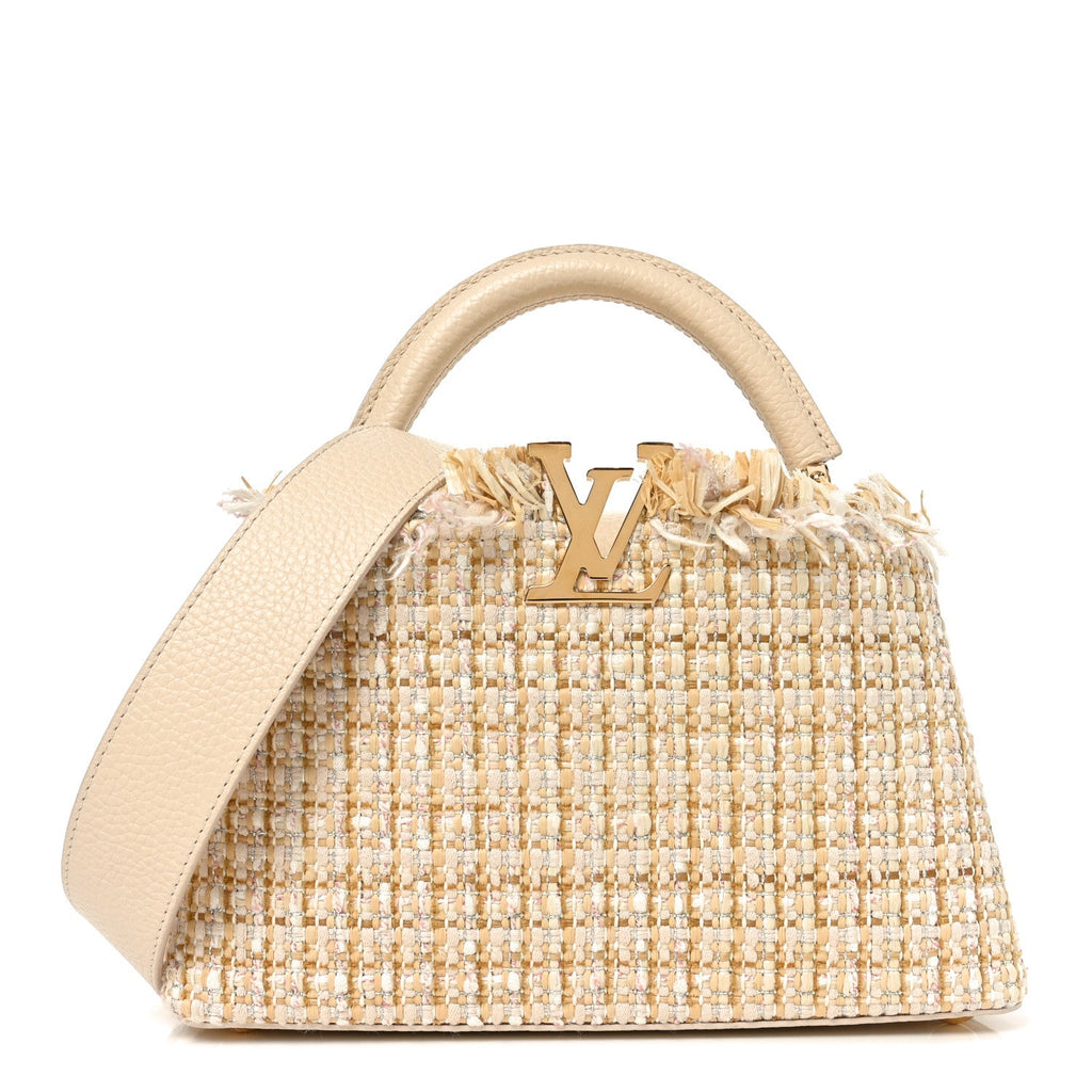 Louis Vuitton Tweed Taurillon Capucines BB Beige