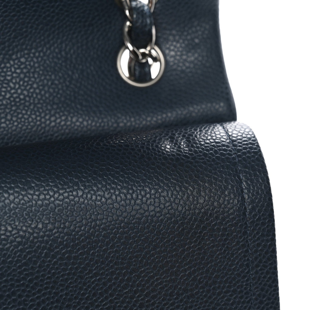 Chanel Caviar Quilted Jumbo Double Flap Blue