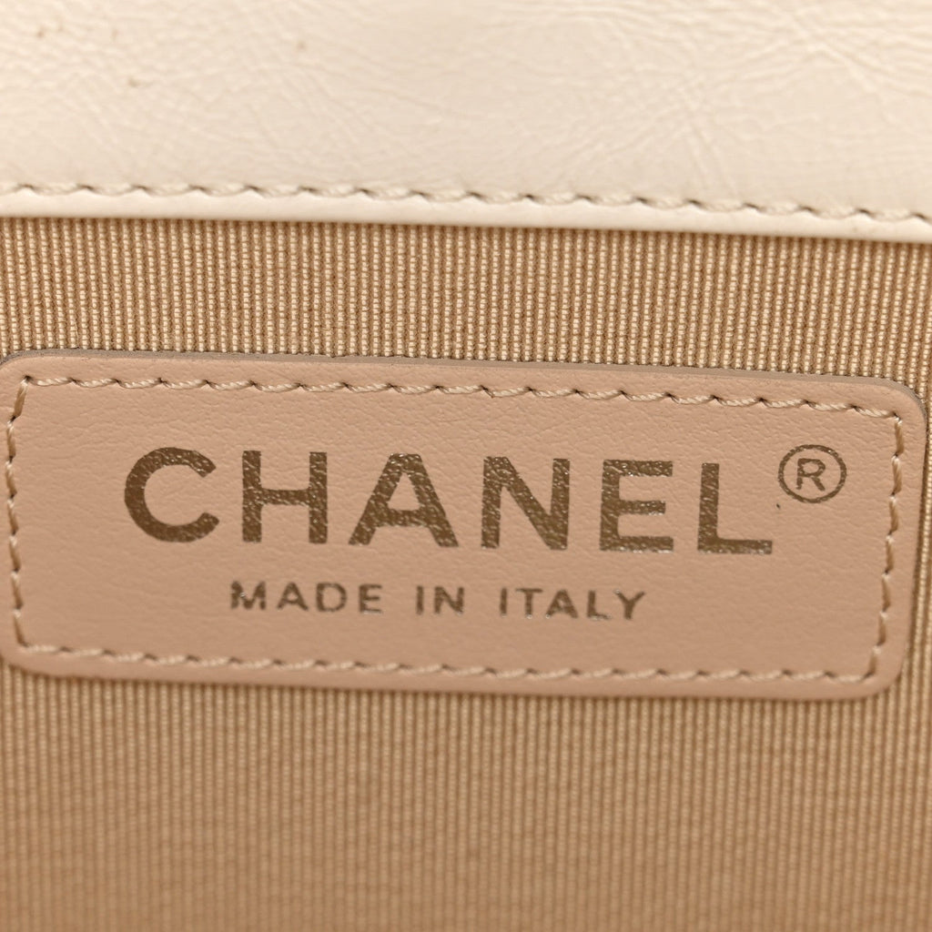 Chanel Calfskin Raffia Small Vanity Case Bag White Beige
