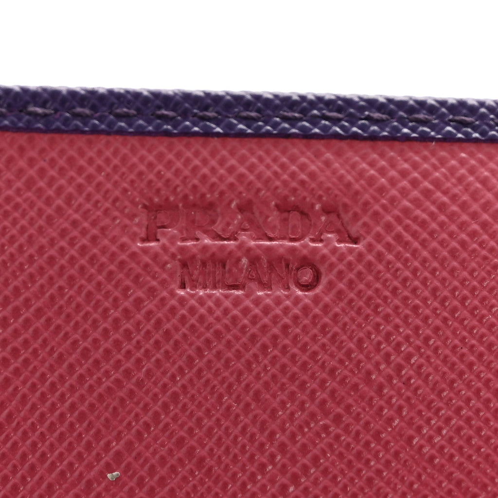 Prada Saffiano Lux Continental Flap Travel Wallet Viola Multicolor