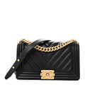 Chanel Lambskin Chevron Quilted Medium Boy Flap Black