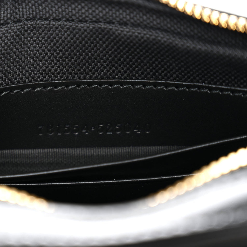 Gucci Calfskin GG Super Mini Debossed Chain Wallet Black