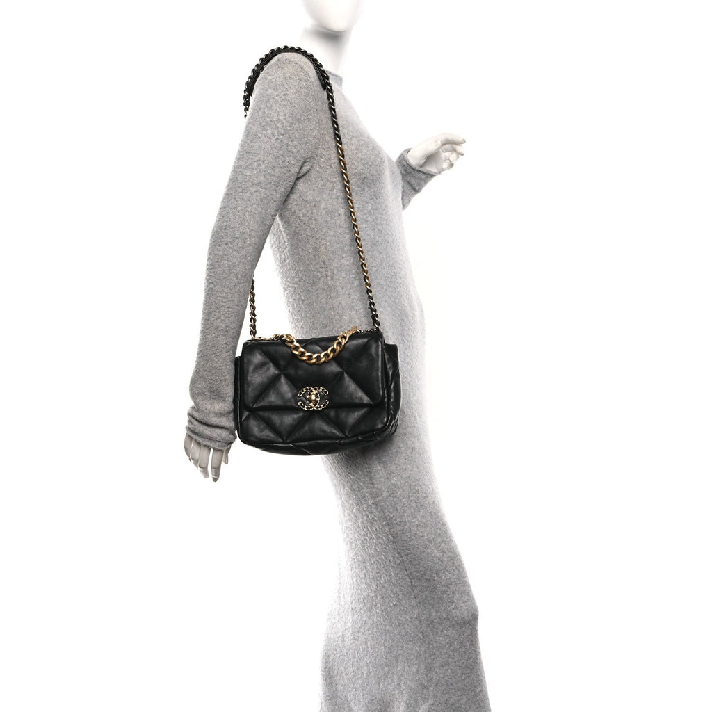 Chanel Lambskin Quilted Medium Chanel 19 Flap Black