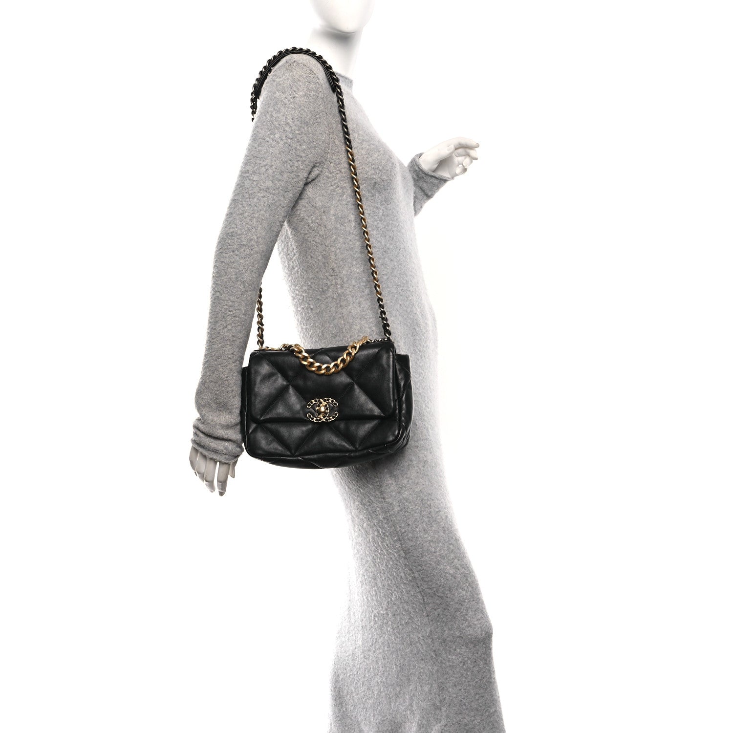 Chanel Lambskin Quilted Medium Chanel 19 Flap Black