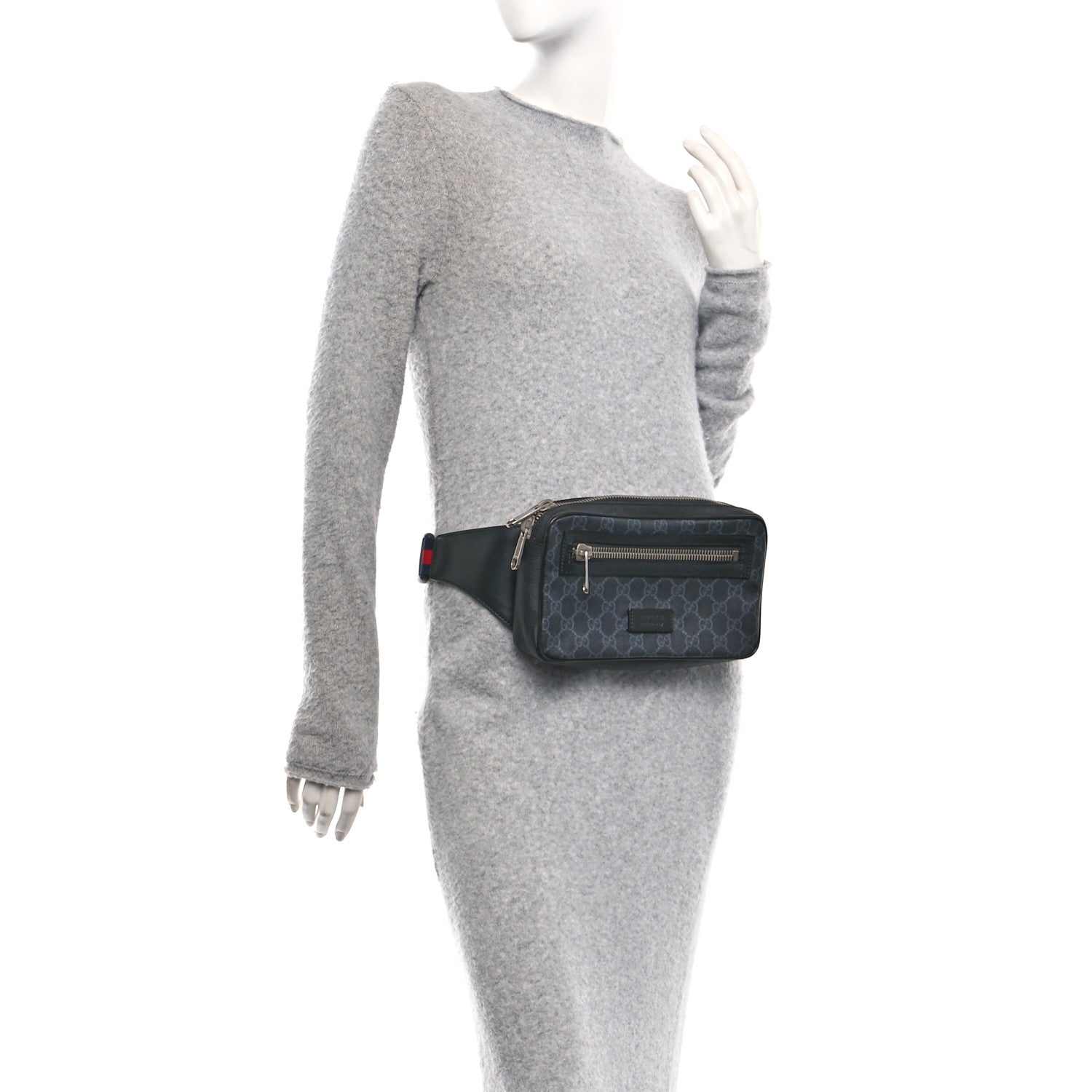 Gucci Soft GG Supreme Monogram Web Belt Bag Black Grey