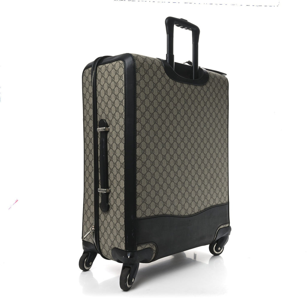 Gucci GG Supreme Monogram Four Wheel Suitcase Black