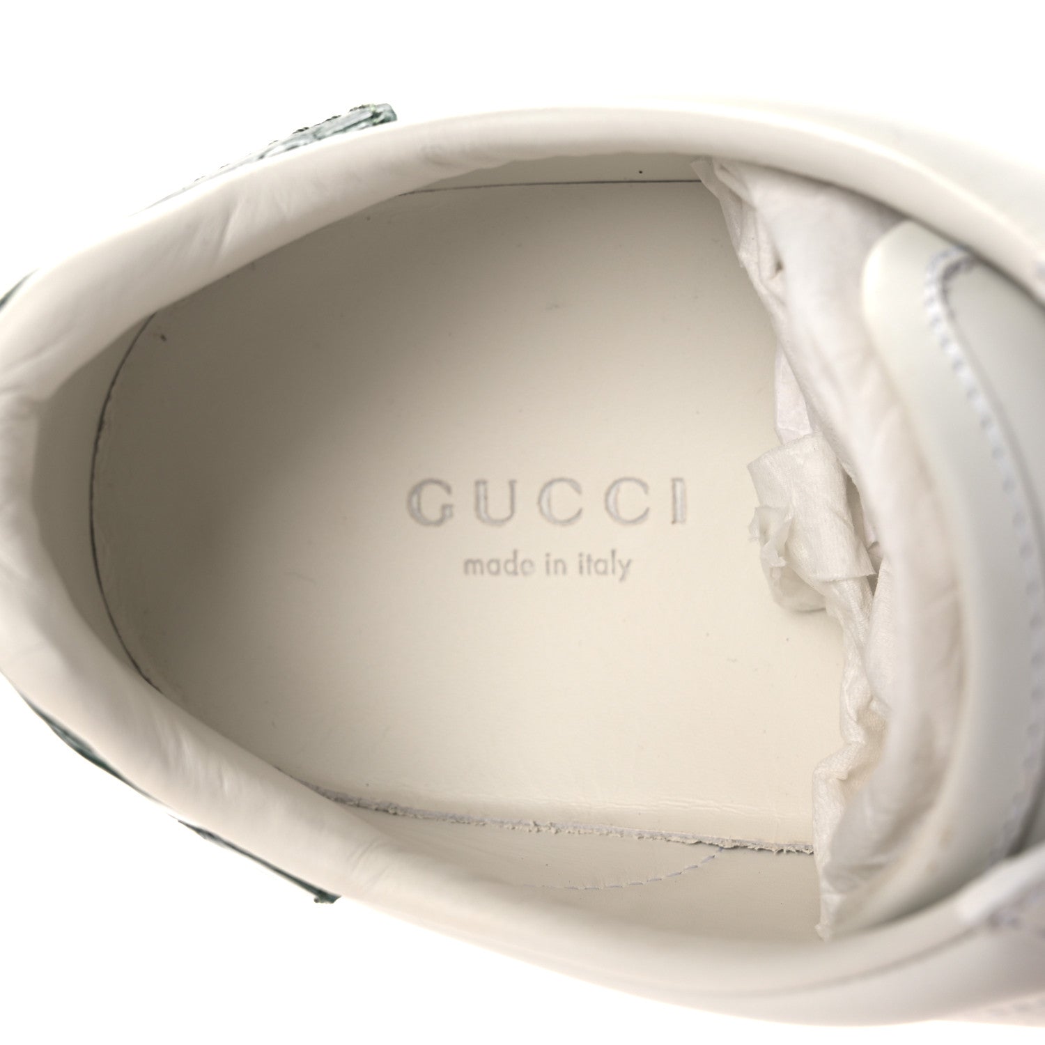 Gucci Calfskin Crocodile Web Womens Ace Sneakers 39 White Green