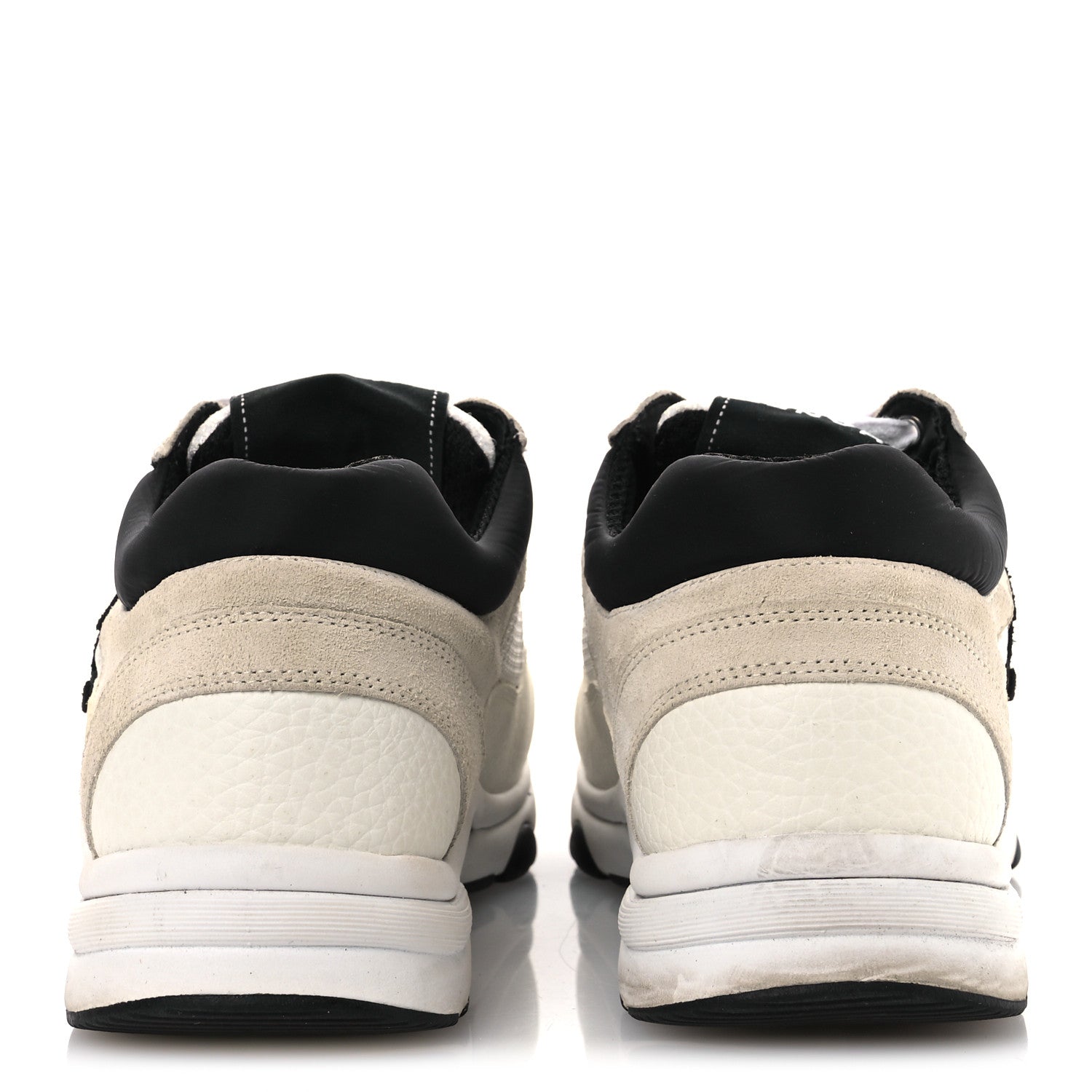 Mesh Suede Calfskin Grained Calfskin Womens CC Sneakers 37 White Black