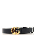 Gucci Calfskin Double G 20mm Slim Belt 75/30 Black