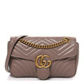 Gucci Calfskin Matelasse Small GG Marmont Shoulder Bag Porcelain Rose