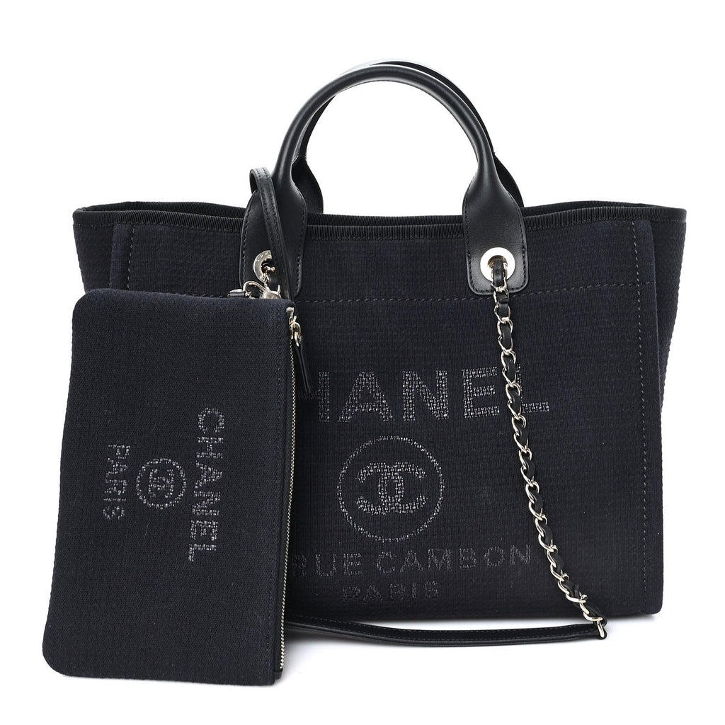 Chanel Mixed Fibers Small Deauville Tote Black