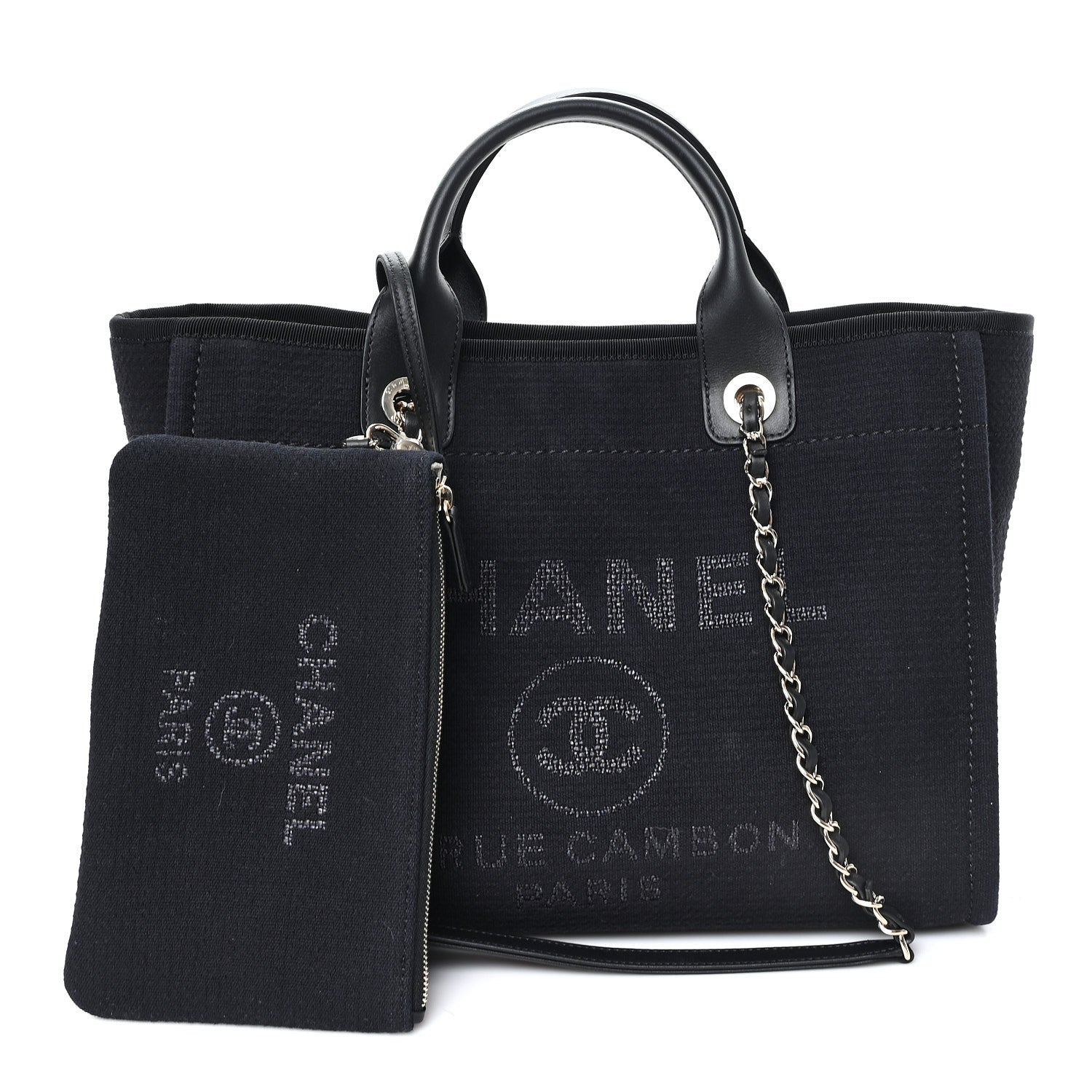 Chanel Mixed Fibers Small Deauville Tote Black