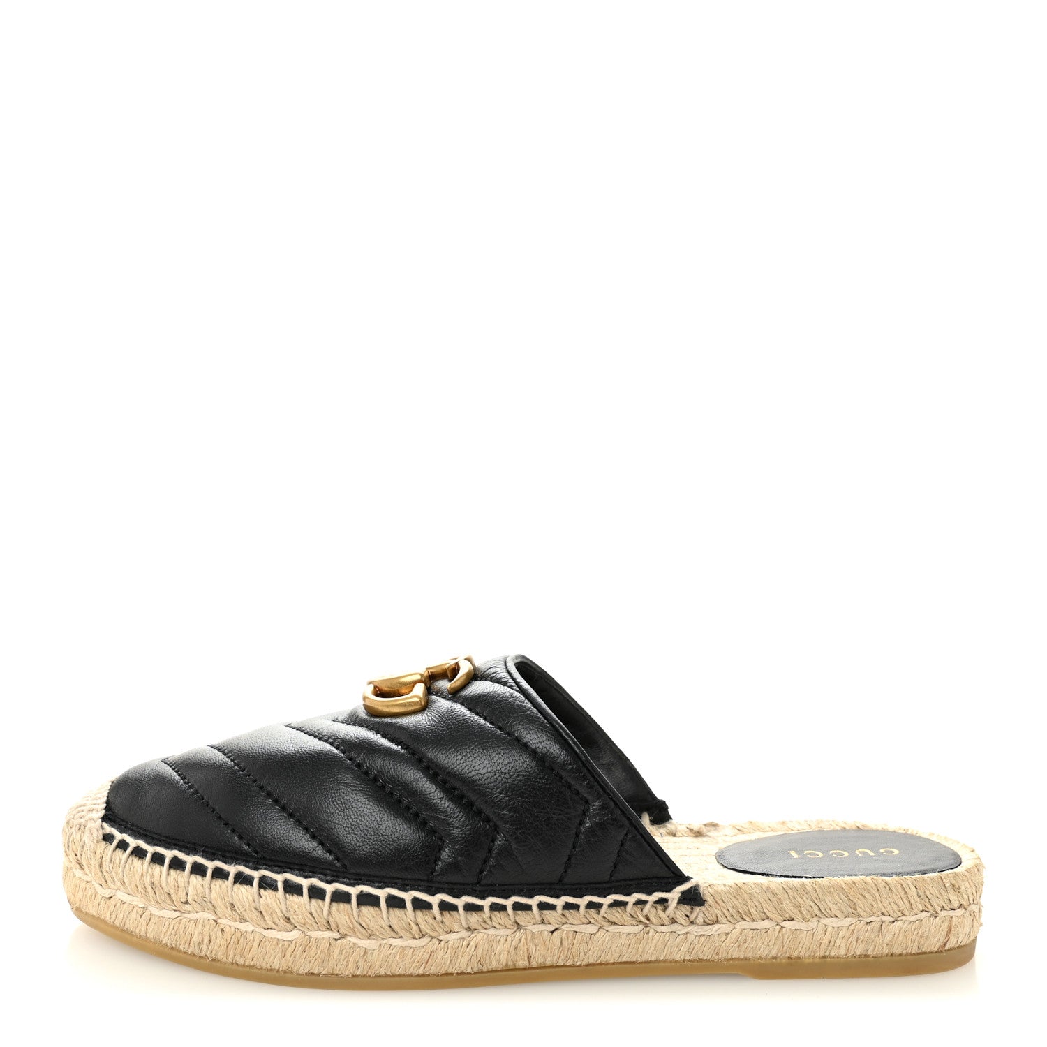 Gucci Nappa Matelasse GG Marmont Espadrille Slippers 36 Black