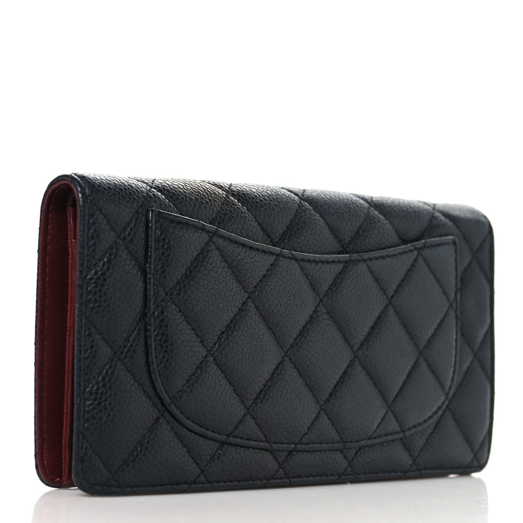 Caviar Quilted Yen Wallet Black