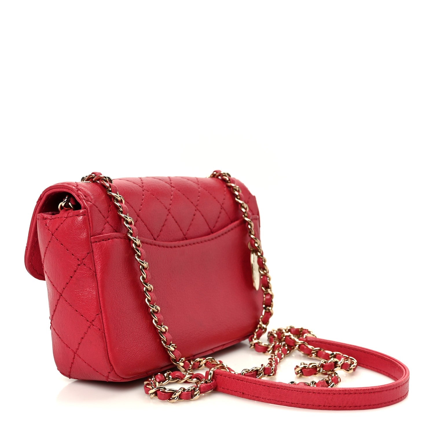 Chanel Goatskin Quilted Coco Curve Flap Messenger Flap Red