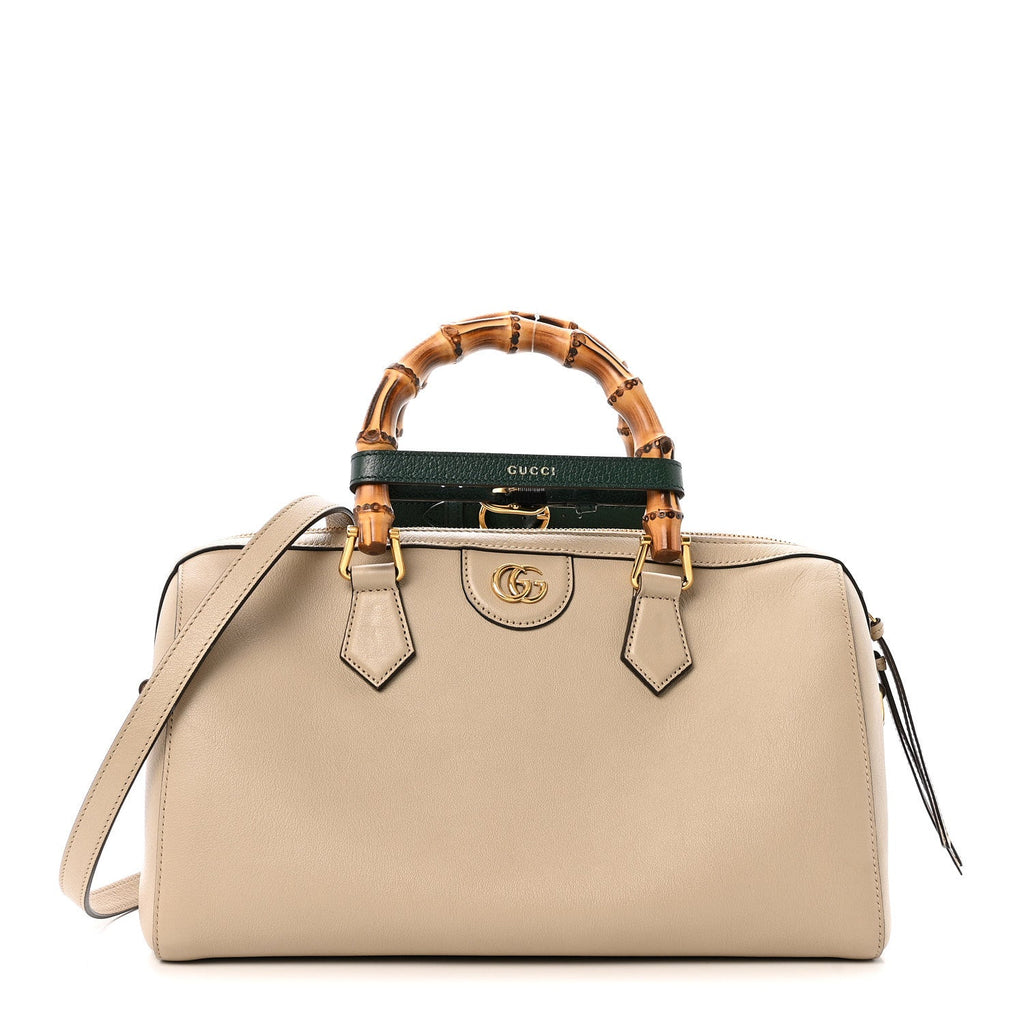 Gucci Calfskin Diana Bamboo Boston Oatmeal Vintage Green