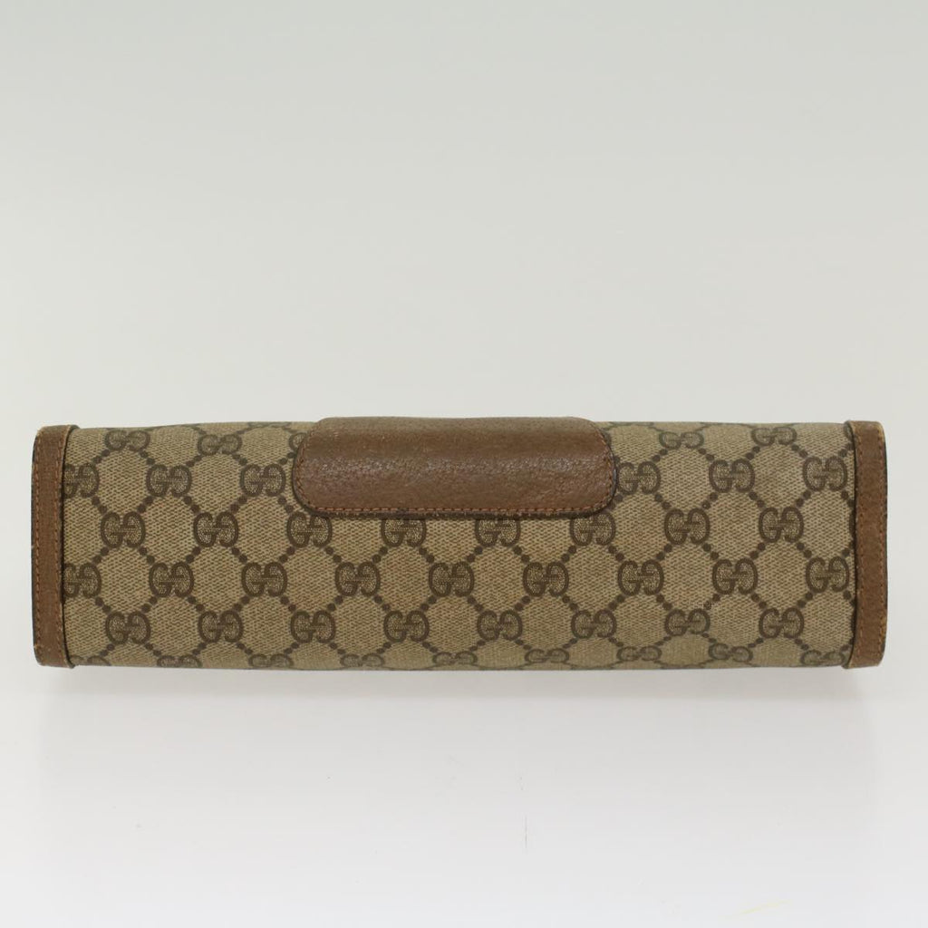 GUCCI GG Canvas Web Sherry Line Clutch Bag PVC Leather Beige Red  45600
