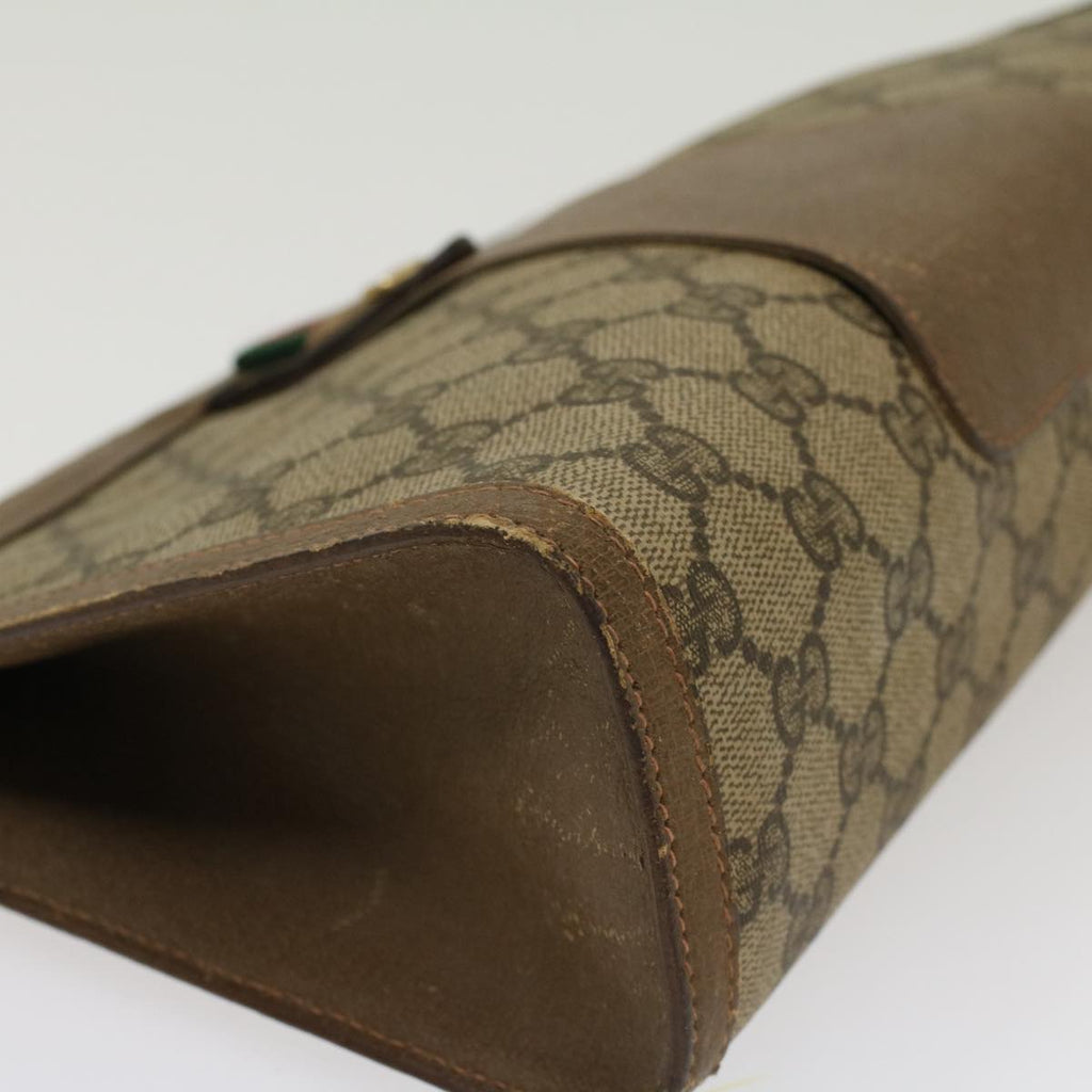 GUCCI GG Canvas Web Sherry Line Clutch Bag PVC Leather Beige Red  45600