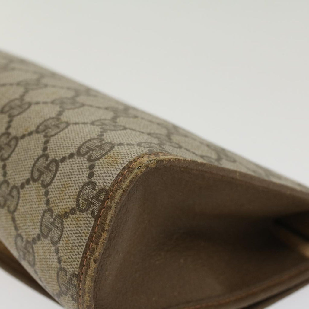 GUCCI GG Canvas Web Sherry Line Clutch Bag PVC Leather Beige Red  45602